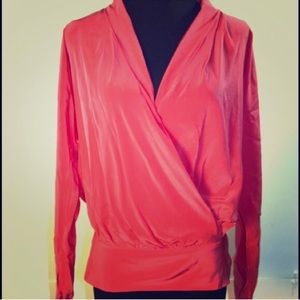 Chelsea Flower 100% silk red blouse XS